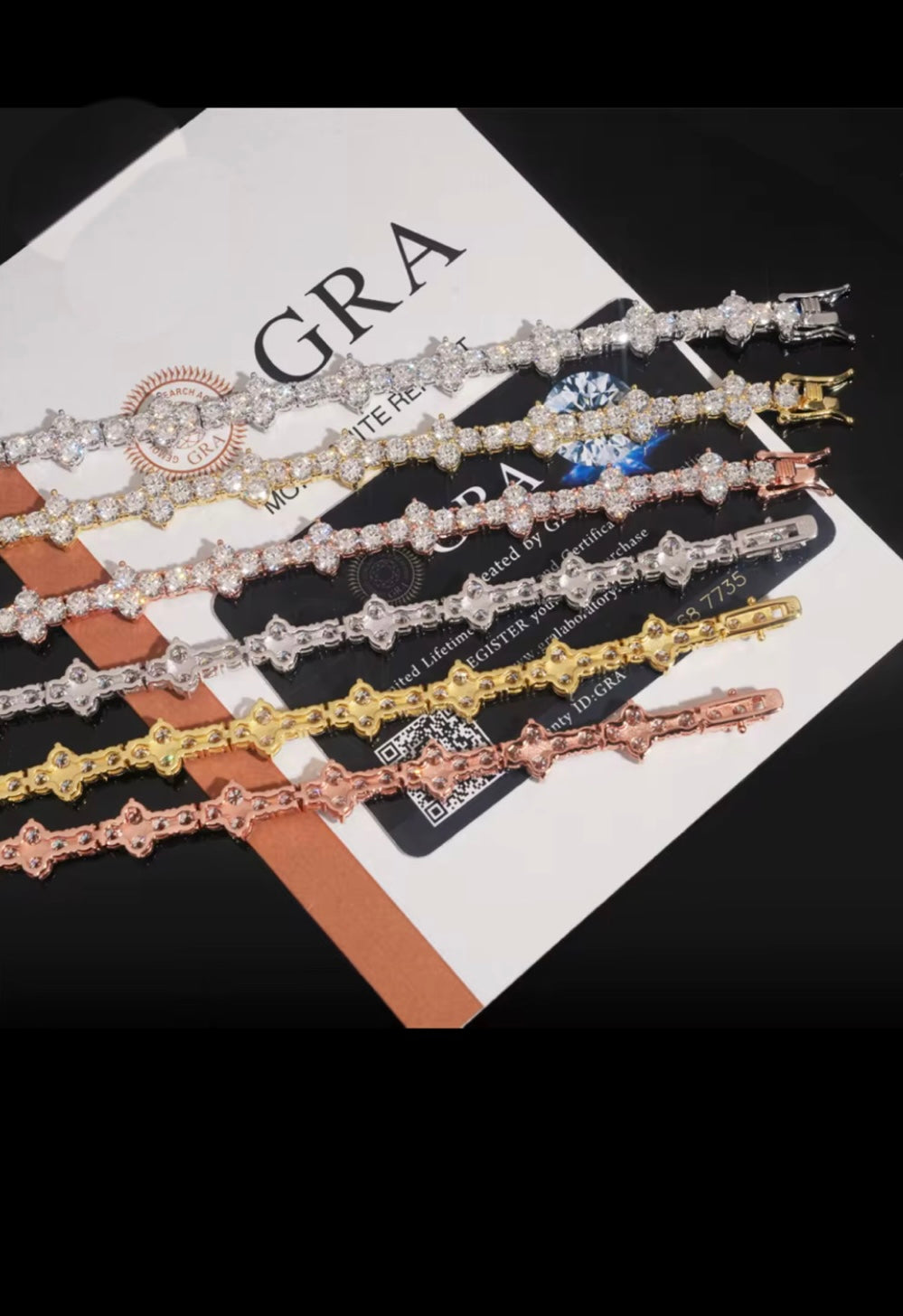 Moissanite Cross Tennis Bracelet - Solid 925 Sterling Silver