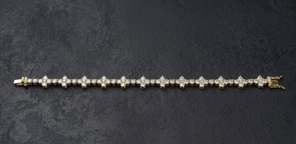 4mm Moissanite Cross Tennis Bracelet – Solid 925 Sterling Silver