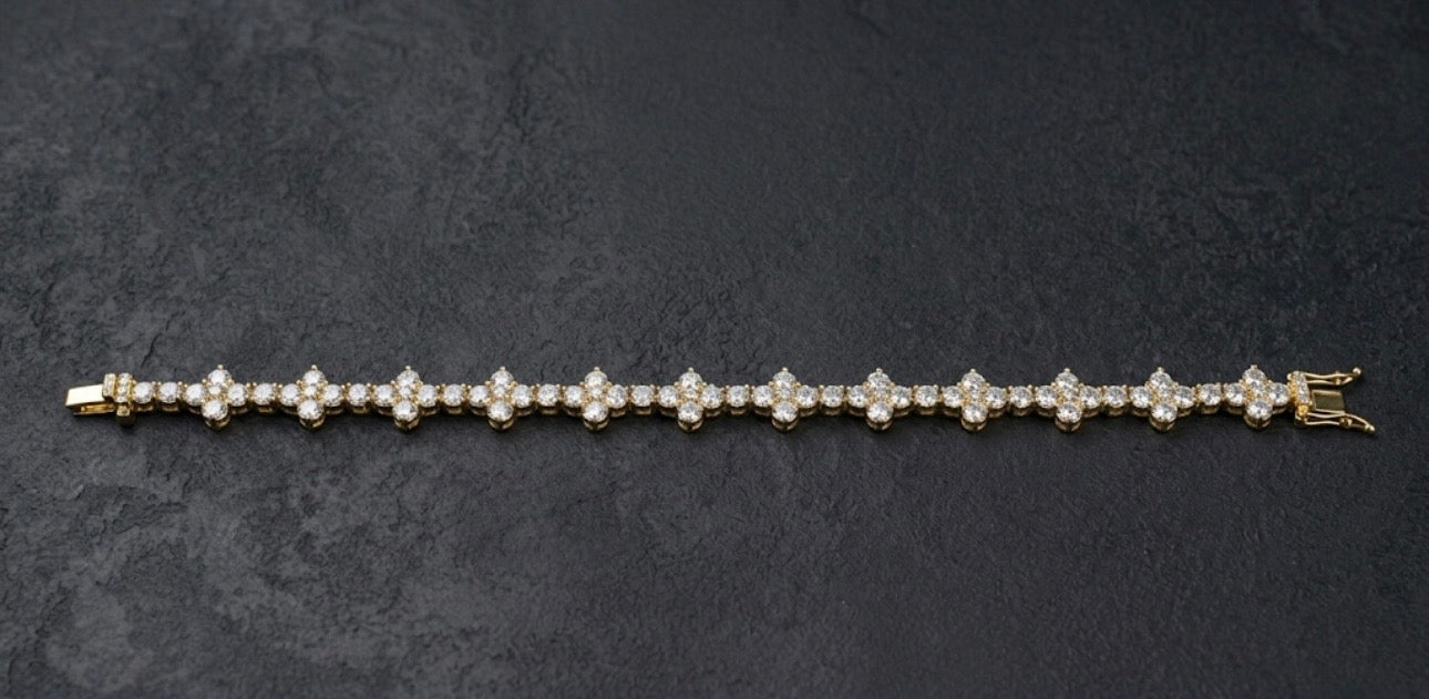 4mm Moissanite Cross Tennis Bracelet – Solid 925 Sterling Silver
