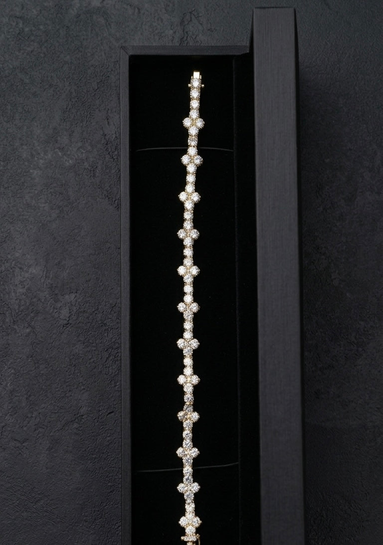 4mm Moissanite Cross Tennis Bracelet – Solid 925 Sterling Silver